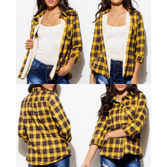 Last☝️ Sherpa Lined Flannel Plaid Shirt Jacket Top - Picture 7 of 8